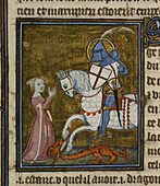 Saint George riding over the dragon