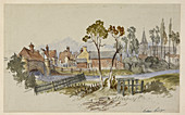 Watercolour of Edenbridge village