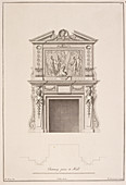Drawing of chimney piece in Houghton hall