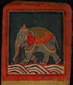 Painting of a caparisoned elephant