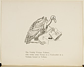 Vulture writing in a book