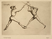 Two men fencing