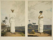 Man wearing turban,woman in white sari