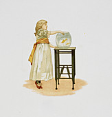 Child and goldfish bowl