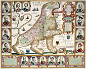 Map in the shape of a lion