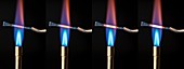 Steel nail heated in a Bunsen flame