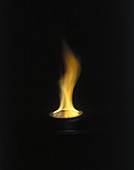 Golden yellow flame,Sodium salts burning