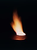 Orange flame,Lithium salts burning