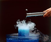 Pouring fluid into a beaker
