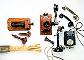 Collection of early telephones