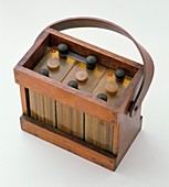 Early car battery with carrying handle