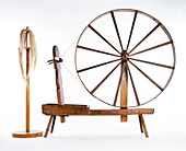 Spinning wheel and wool