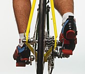 Cyclists feet on pedals,close up
