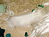 Dust storm over the Aral sea