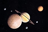 Saturn and moons,artwork