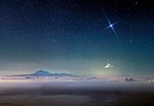 Night sky over mount Teide