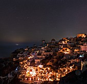 Night sky over Oia,Greece