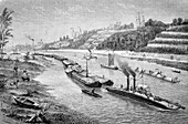 Chain boat and barges,artwork