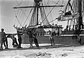 Unloading Antarctic motor sledge,1911