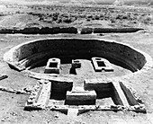 Kiva ruins,Pueblo del Arroyo,USA