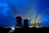 Nuclear power station at night