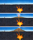 Formation of a volcano,artwork