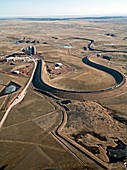 Coal trains at mine,Wyoming,USA