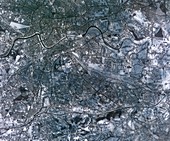 Krakow in the snow,satellite image