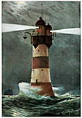 Lighthouse in a storm,historical artwork