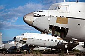 Military aircraft in salvage yard