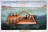 Jesuit ambassador on a raft,illustration