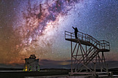Observer pointing at the Milky Way