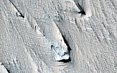 Yardangs on Mars,satellite image