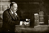 King George V speaking on the radio