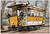 Electric tram,France,1910,illustration