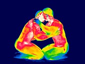 Male couple kissing,thermogram