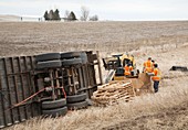 Lorry accident cleanup,USA