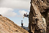 Climbers abseiling