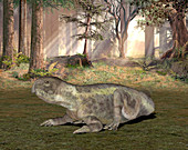 Psittacosaurus dinosaur,illustration
