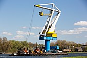Crane on a barge,Amsterdam,Netherlands
