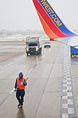 Ground crew worker at Chicago airport