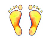 Child's feet on thermochromic film