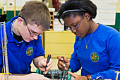 Engineering academy robotics students