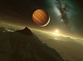 Alien planetary system,illustration