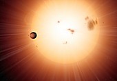 Alien planet transiting across its star