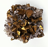 Chalcopyrite and quartz crystals