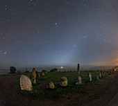 Night sky over stone circle,Portugal