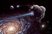 Asteroid ark starship,illustration