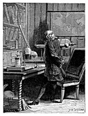 Franklin in his laboratory,18th century