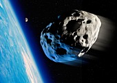 Asteroid approaching Earth,illustration